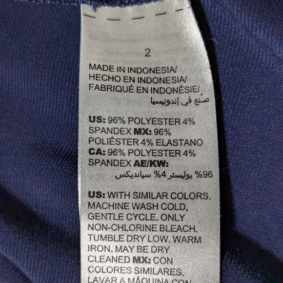 Chicos Shirt Siz 2 LG Top Navy Blue LS Blouse Embellished Casual Evening Party - Picture 9 of 9